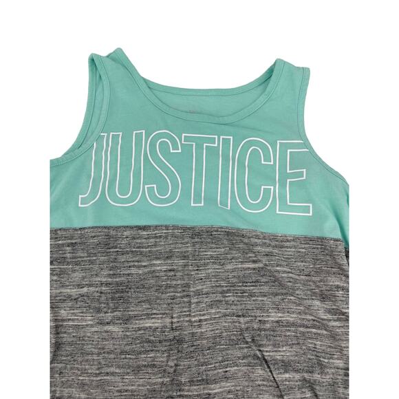Justice Girls Gray & Blue Color Block Graphic Tank Top Youth Size 12 - Picture 2 of 4